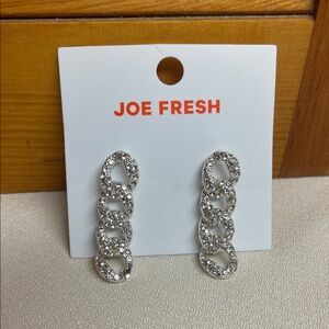 Joe Fresh Silver Crystal Link Drop Earrings